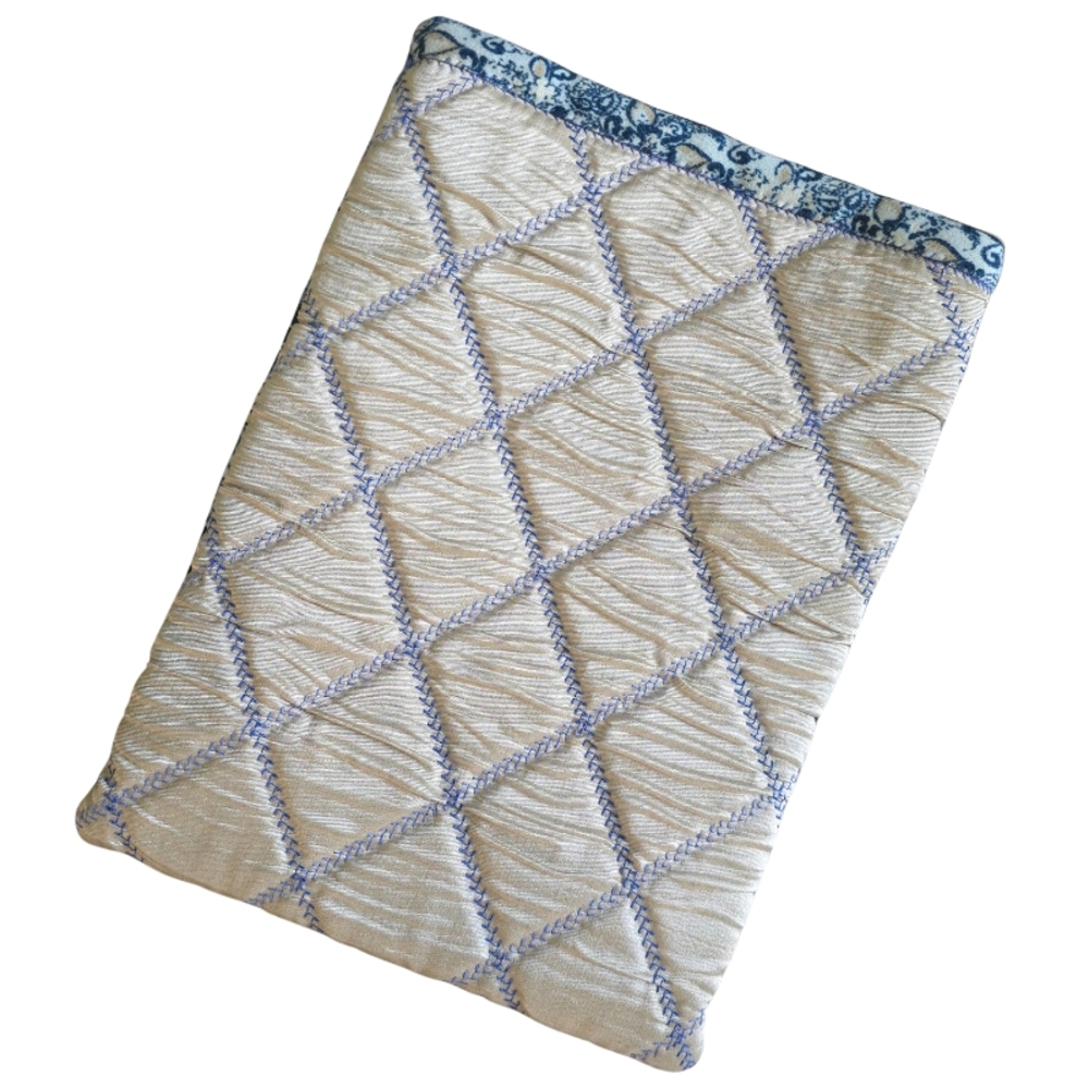 Blue and White Elephant Print Quilted Book Protector - Picture 2 of 7